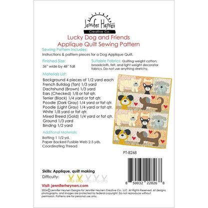 Lucky Dog and Friends Applique Quilt Pattern-Jennifer Heynen