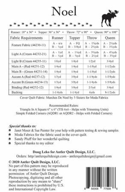 Noel Quilt Pattern by Antler Quilt Designs