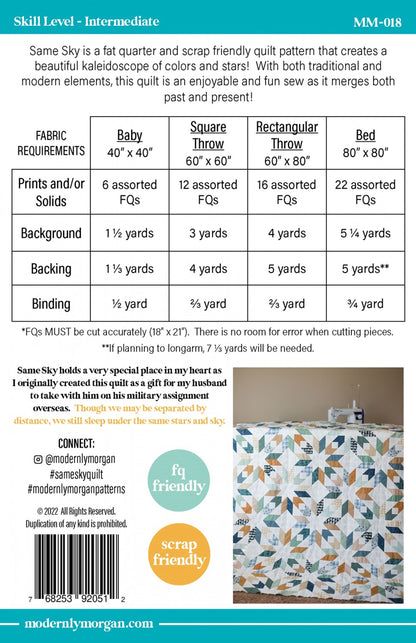 Same Sky Quilt Pattern by Modernly Morgan-4 sizes Incl.