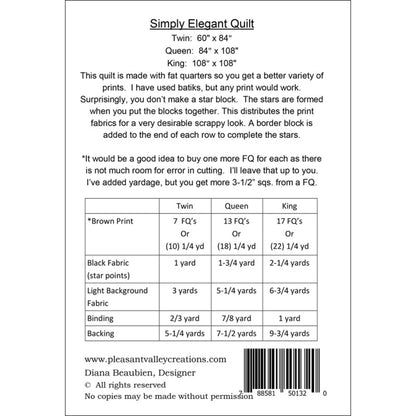 Simply Elegant Quilt Pattern by Pleasant Valley Creations