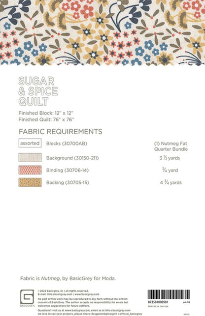 Sugar & Spice Quilt Pattern by Basic Grey