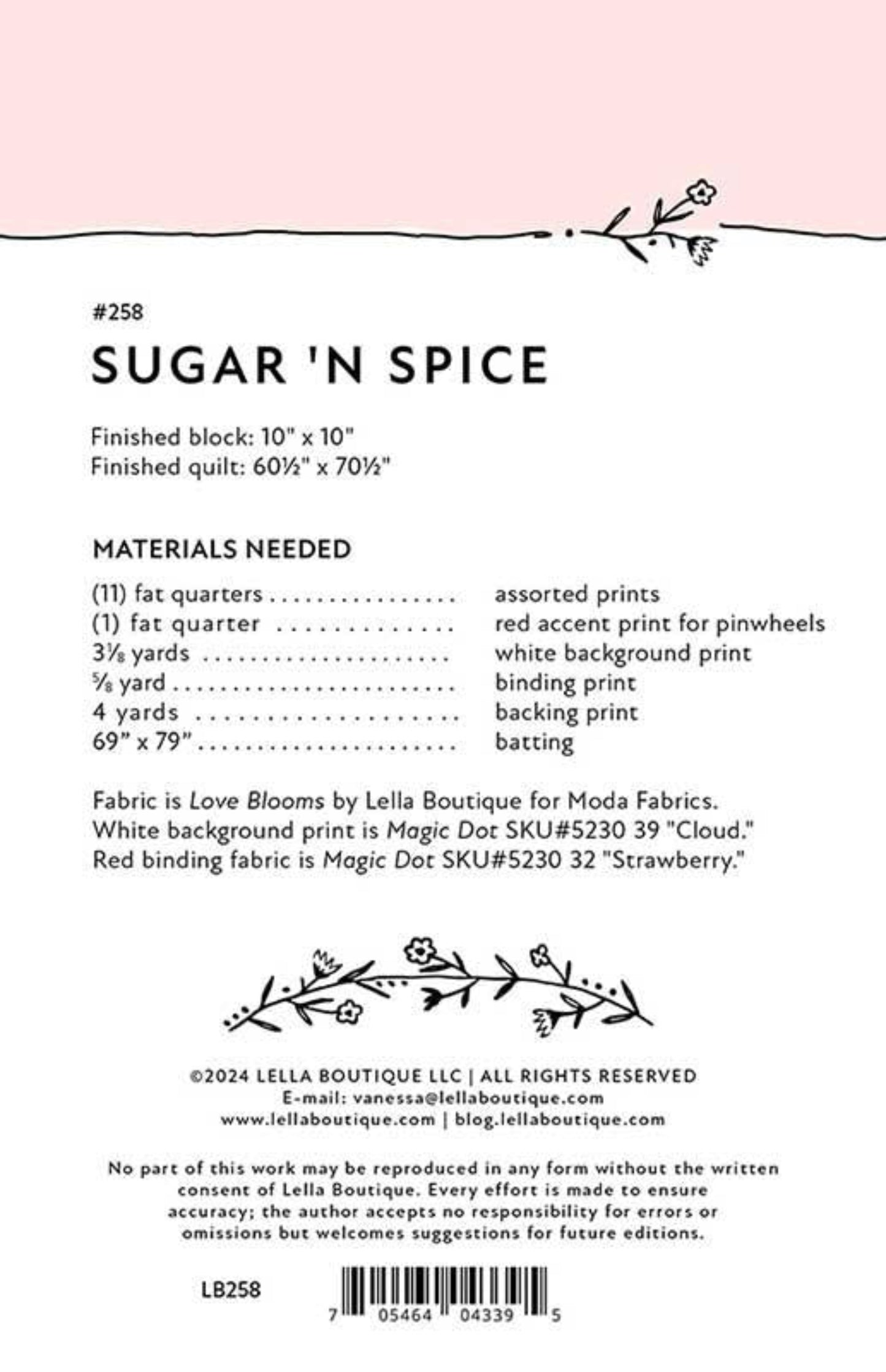 Sugar 'N Spice Quilt Pattern by Lella Boutique