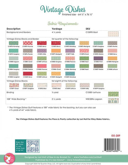 Vintage Dishes Pattern by Lori Holt-Bee in my Bonnet