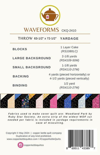 Waveforms Throw Quilt Pattern by Copper Kettle Company