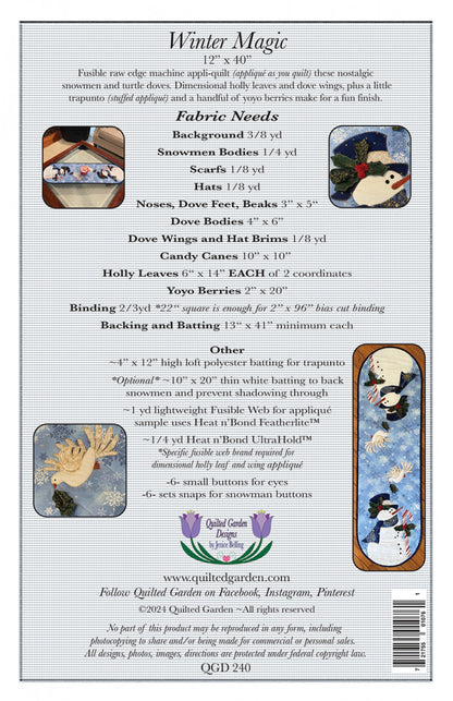 Winter Magic Table Runner Pattern by Quilted Garden Designs