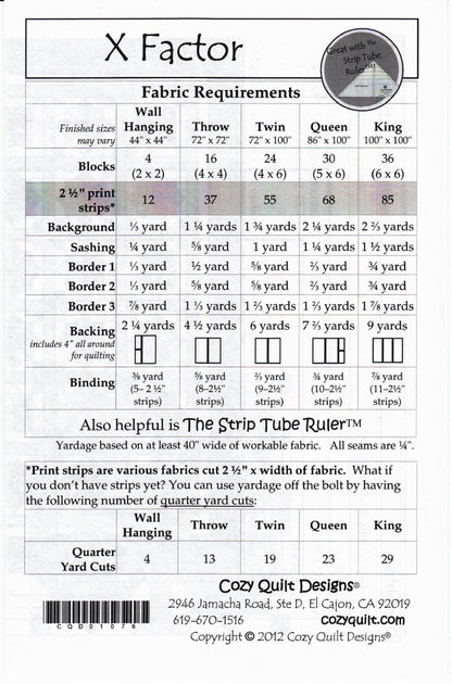 X Factor Quilt Pattern by Cozy Quilt Designs