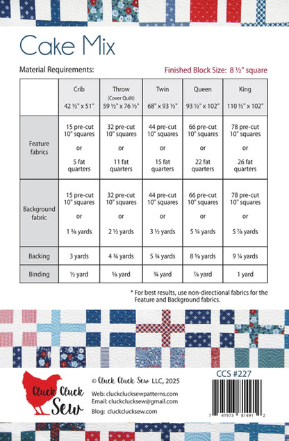 Cake Mix Quilt Pattern-Cluck Cluck Sew-5 Sizes