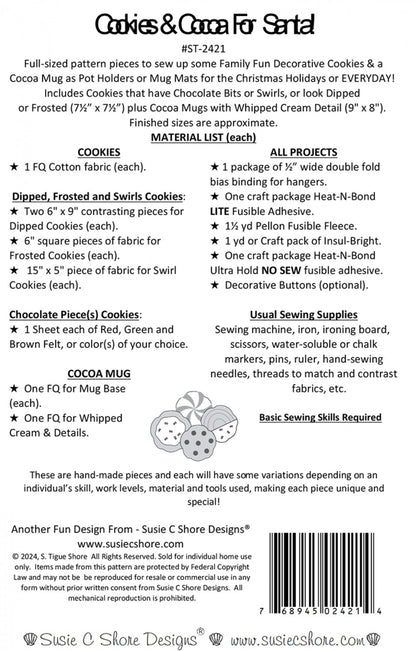 Cookies & Cocoa For Santa Pattern by Susie C Shore Designs