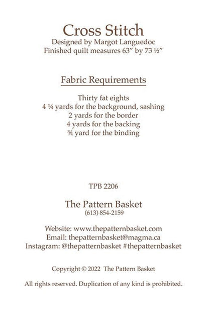 Cross Stitch Quilt Pattern by The Pattern Basket