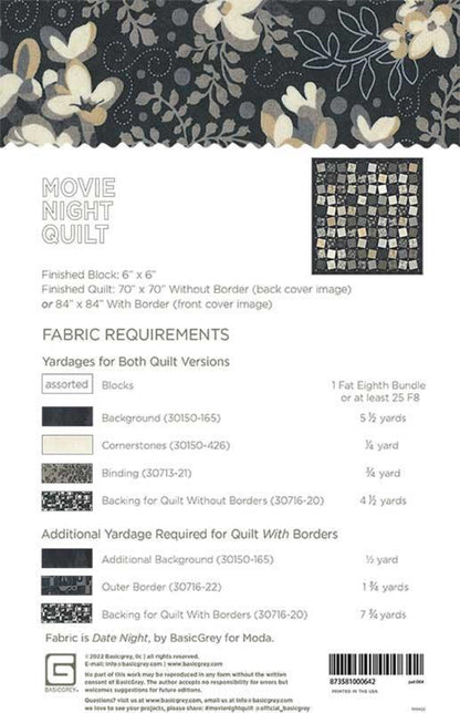 Movie Night Quilt Pattern by Basic Grey
