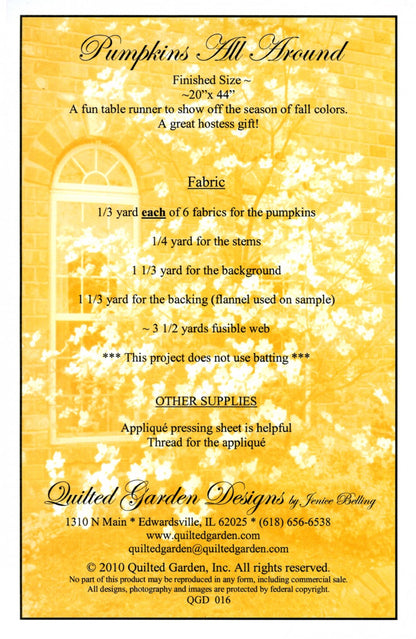Pumpkins All Around Table Runner-Quilted Garden Designs