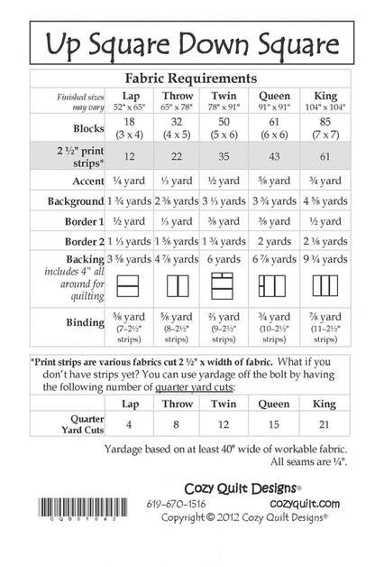 Up Square Down Square Quilt Pattern by Cozy Quilt Designs