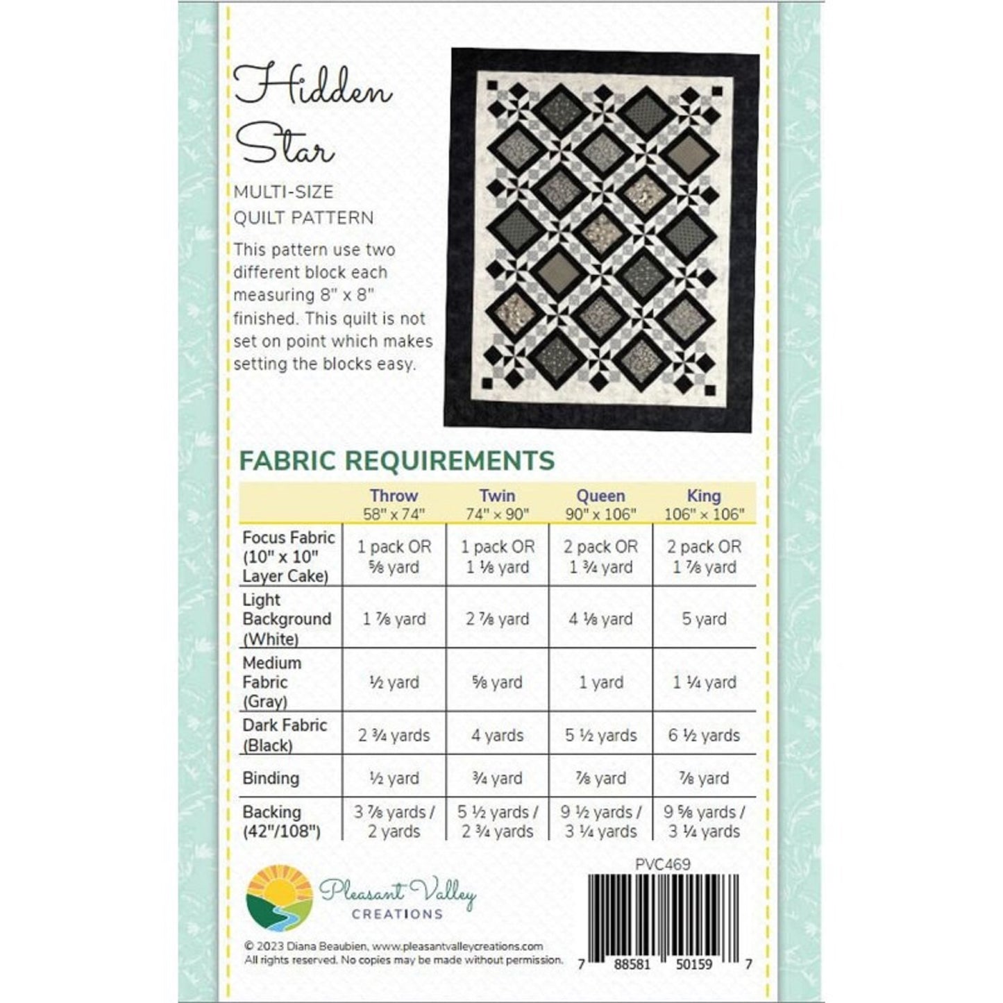 Hidden Star Quilt Pattern by Pleasant Valley Creations-4 sizes