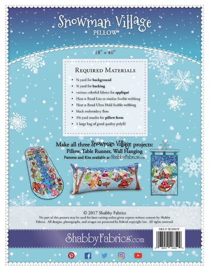 Snowman Village Pillow Pattern by Shabby Fabrics