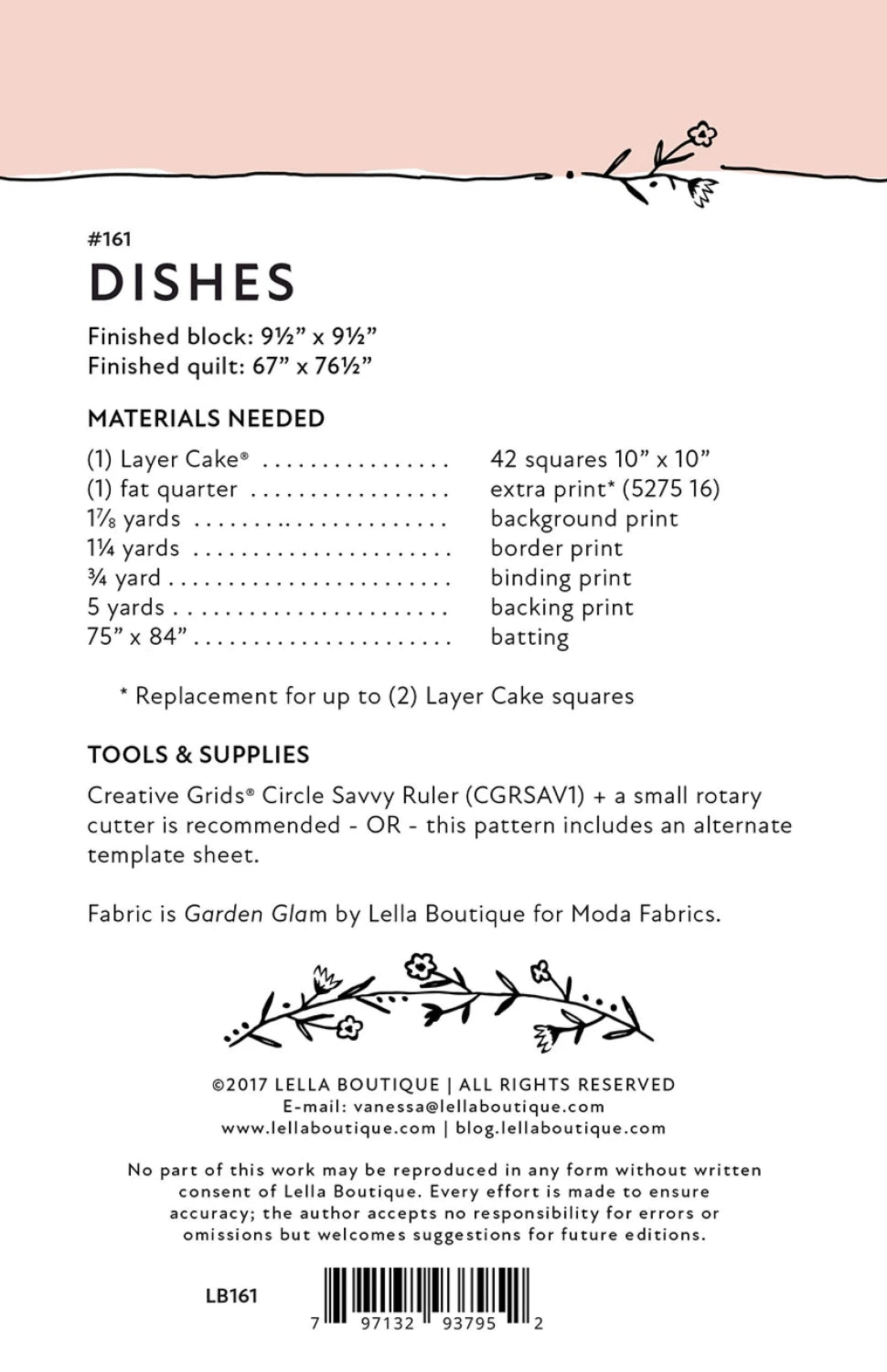 Dishes Quilt Pattern by Lella Boutique