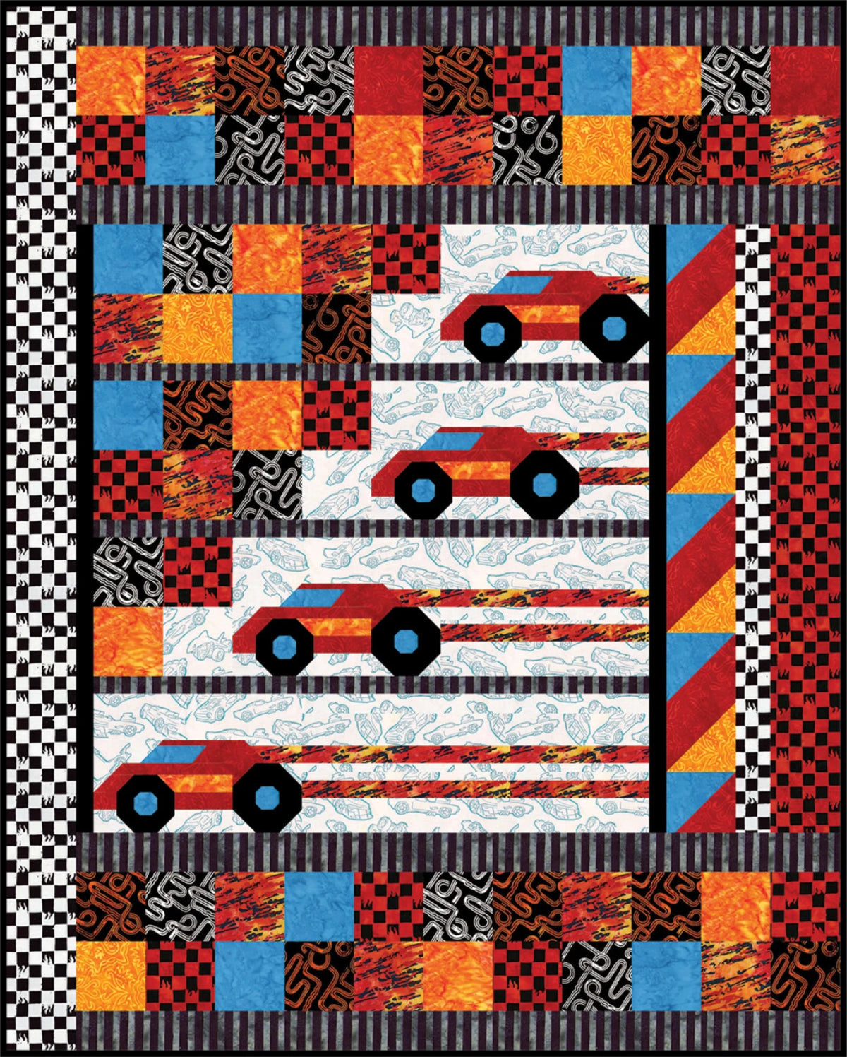 Hot Wheels Zoomaroo Quilt Kit-Batiks-Riley Blake-Collector Box Included