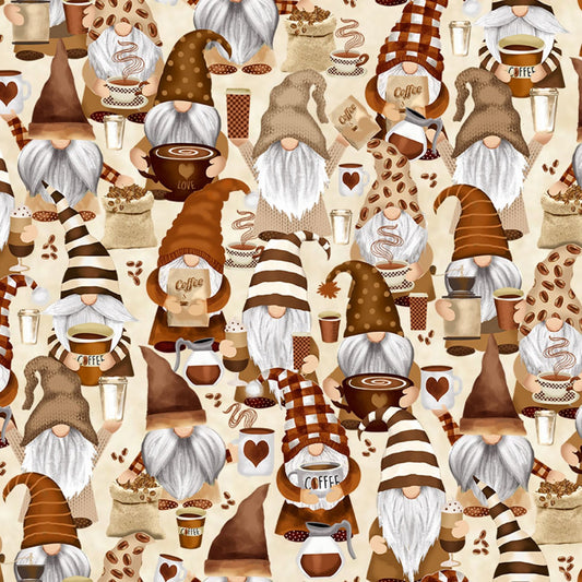 Beige Coffee Gnomes-Timeless Treasures-BTY