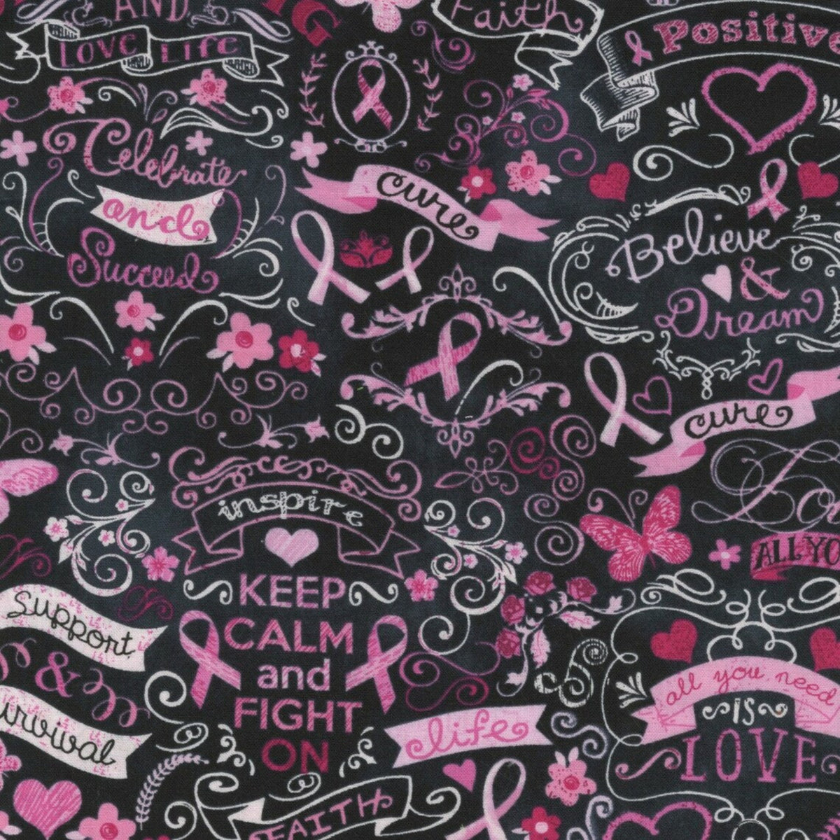 Breast Cancer-Black Chalkboard Background-BTY-Timeless Treasures