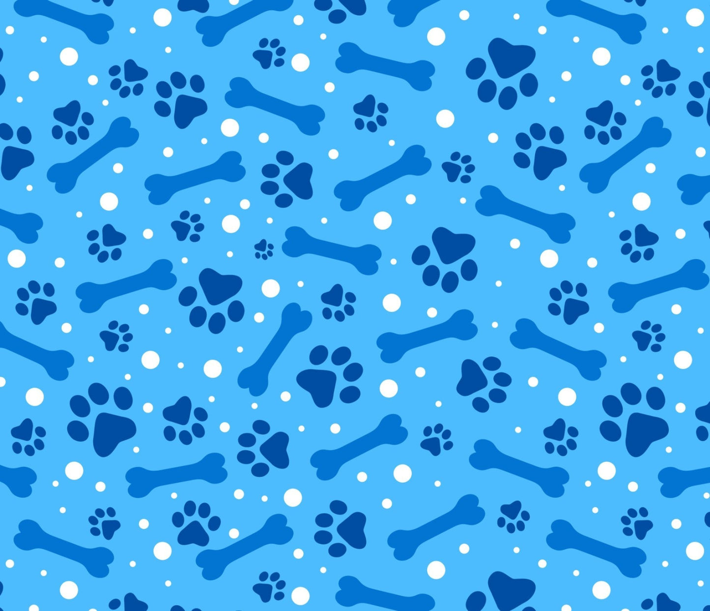 Paws and Bones on Blue Background-David Textiles-BTY