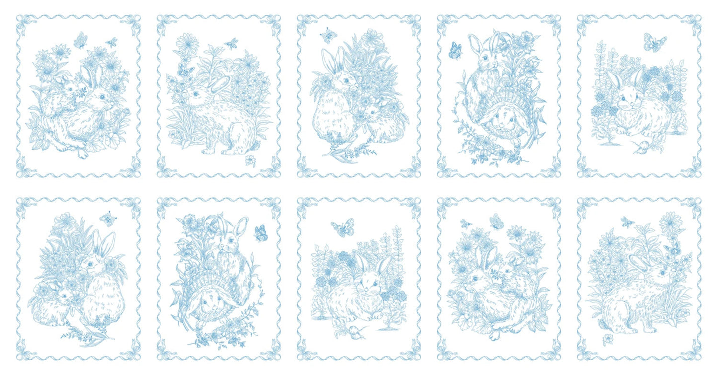Breeze Bunny Toile De Jouy Panel-Michael Miller