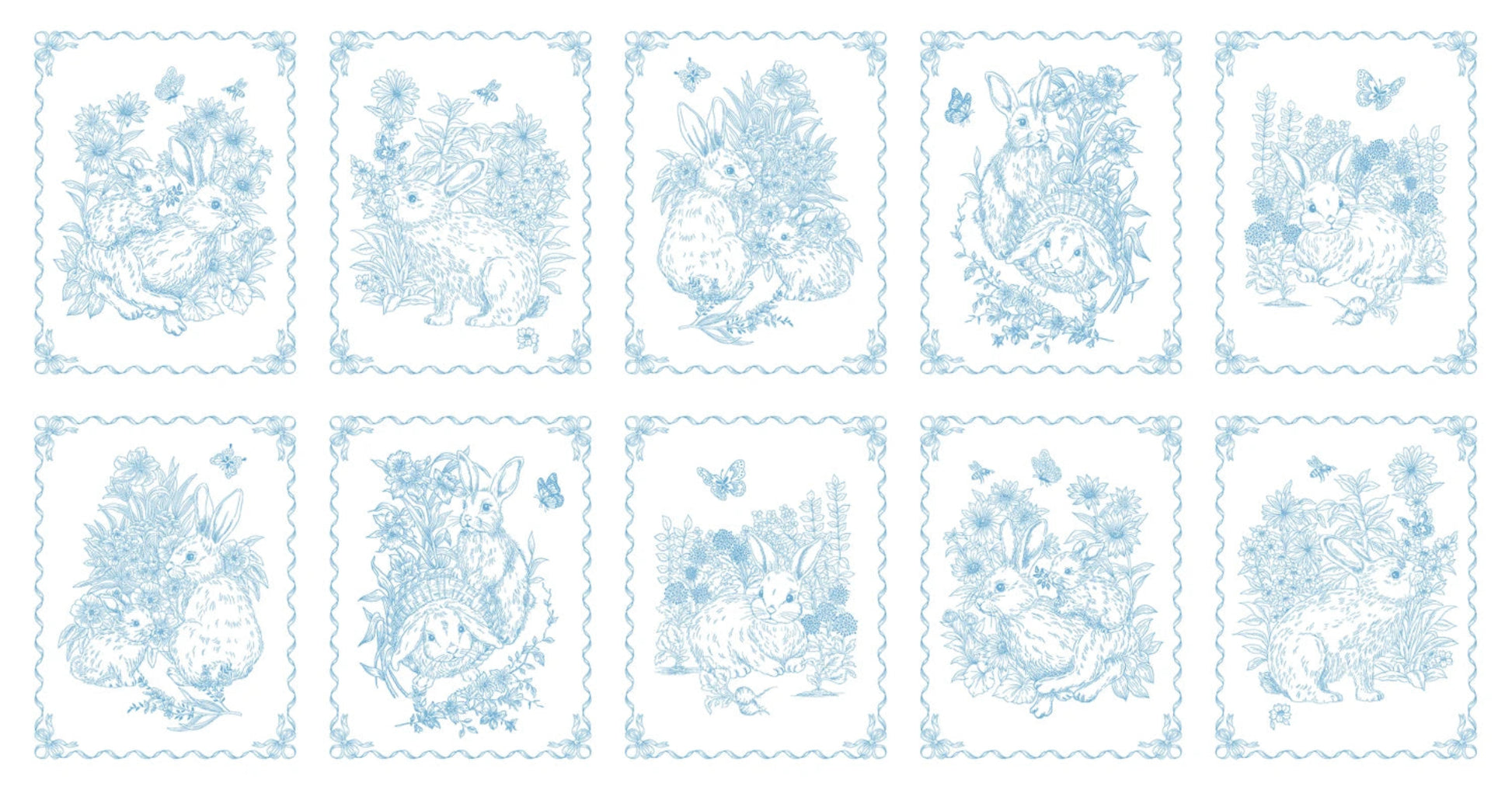 Breeze Bunny Toile De Jouy Panel-Michael Miller