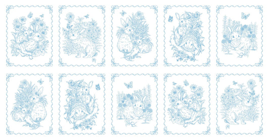 Breeze Bunny Toile De Jouy Panel-Michael Miller