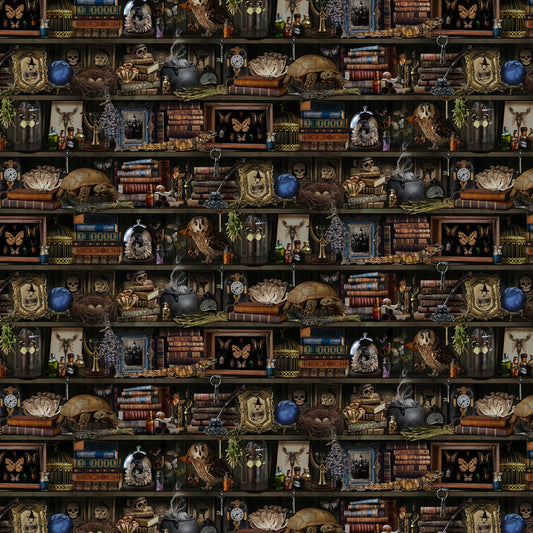 Apothecary Bookshelf Panel by Timeless Treasures