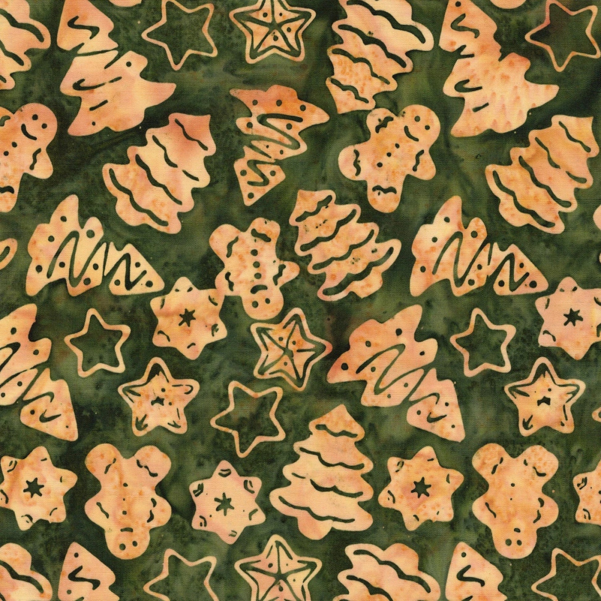 Christmas Cookies-Pine Green B/G-Island Batik-BTY