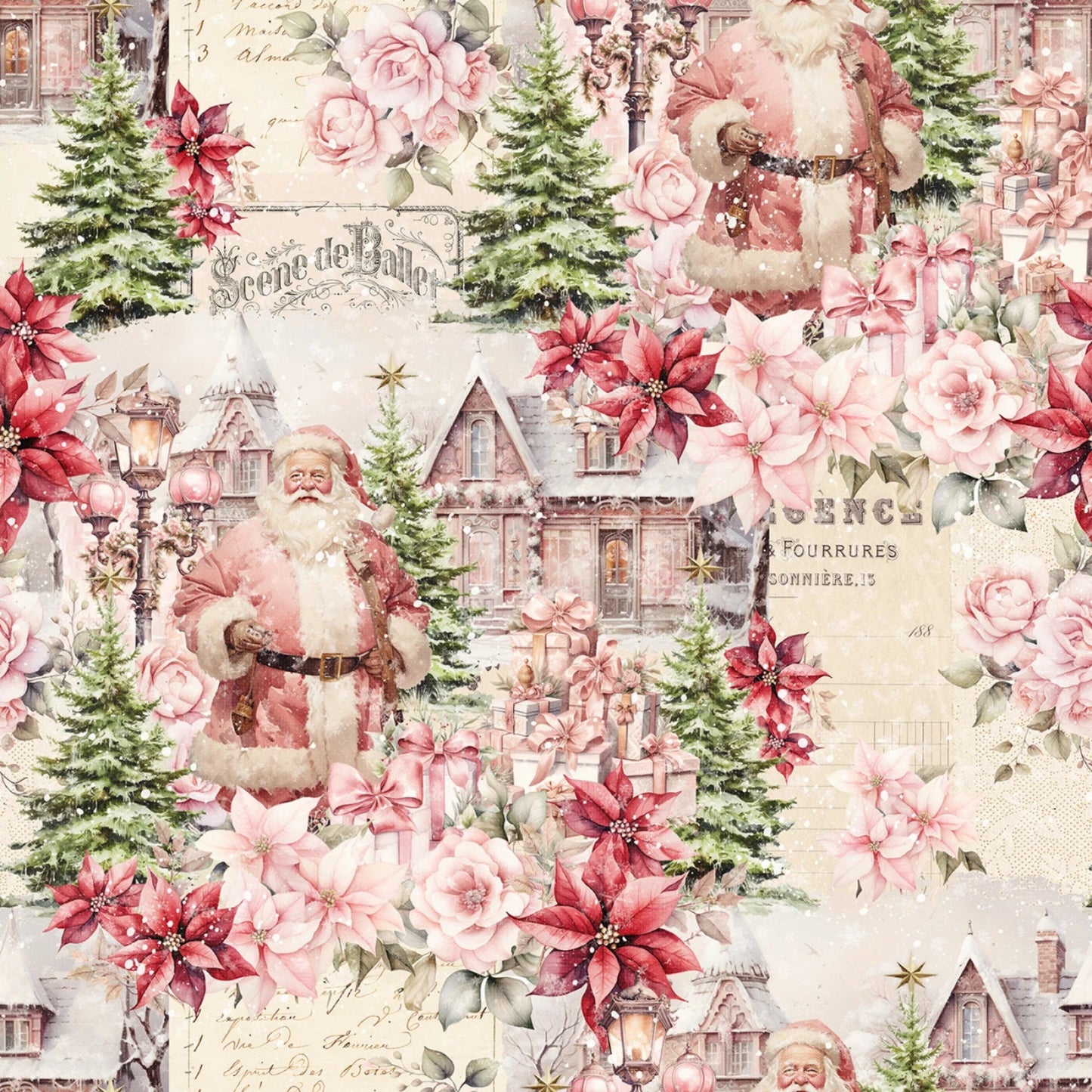 Christmas Magic-Blank Quilting-BTY-Santa-Poinsettias