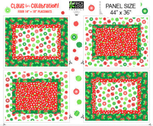 Claus For Celebration Placemat Panel by Patrick Lose for Northcott Fabrics