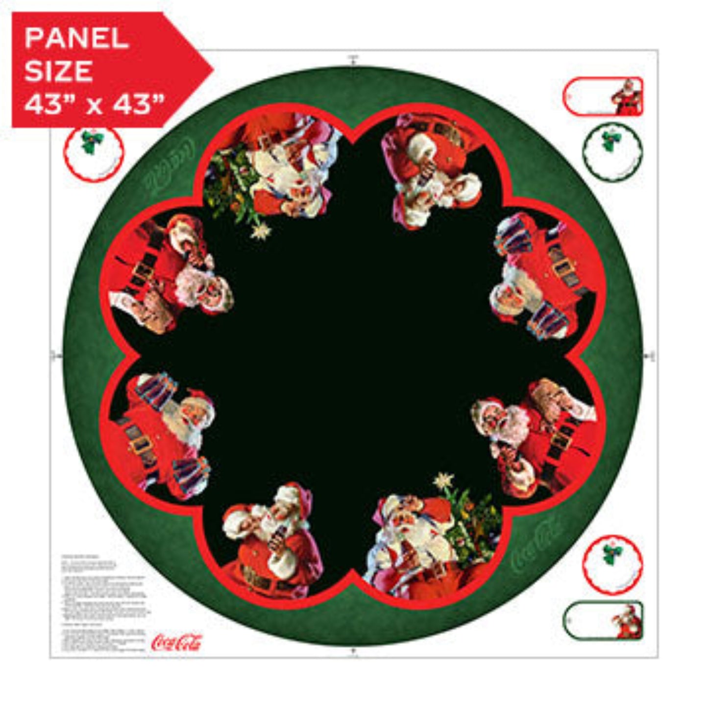 Santa Coca Cola Christmas Tree Skirt-Northcott Fabrics-43" x 43"
