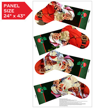 Christmas Stocking Panel-Coca Cola Santa-Northcott Fabrics-24" x 43"