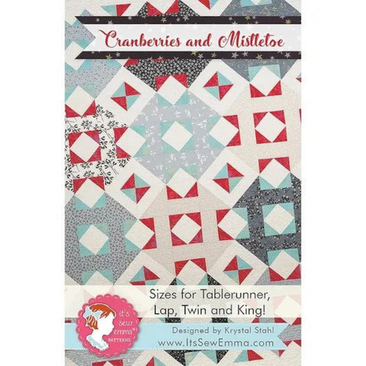 Cranberries and Mistletoe Quilt Pattern-It's Sew Emma-4 Sizes Incl.