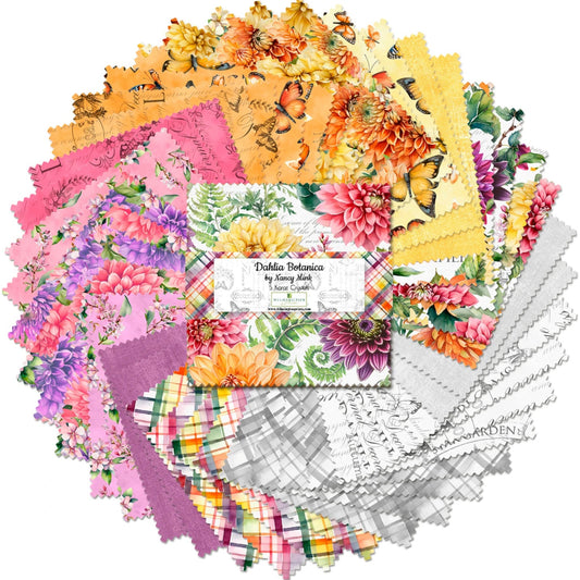 Dahlia Botanica Charm Pack-42-5 Inch Squares-Wilmington Prints