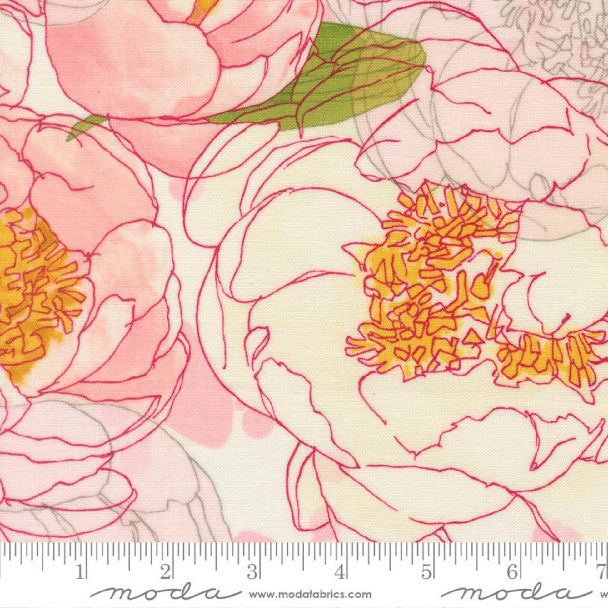 Darling Peony - Cream Background-BTY-Moda Fabrics