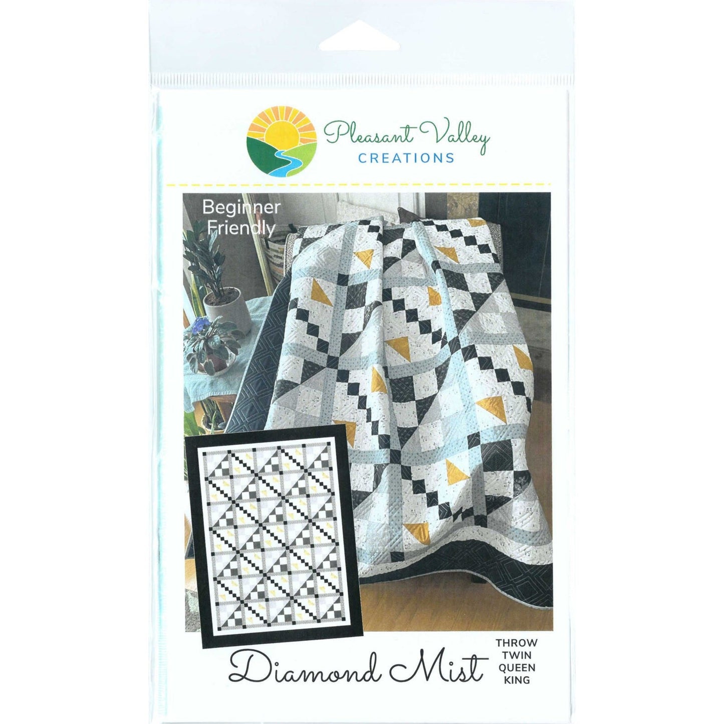 Diamond Mist Quilt Pattern - Pleasant Valley Creations-4 Sizes Incl.