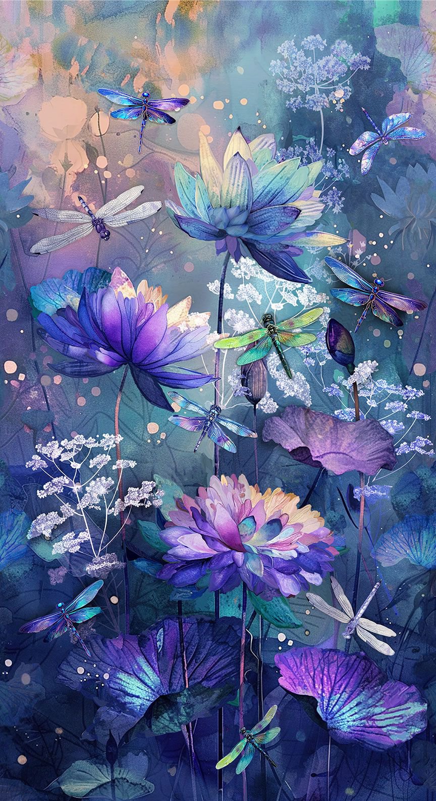 Dragonfly Mist Panel-Timeless Treasures-Dragonflies-Floral