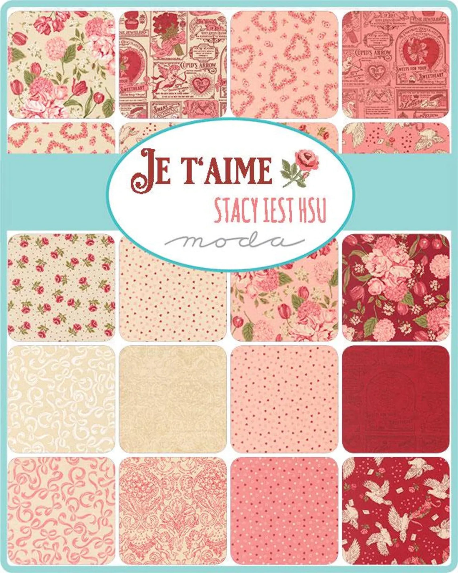 Jelly Roll-Je T'aime-Moda Fabrics-40-2.5 inch Strips
