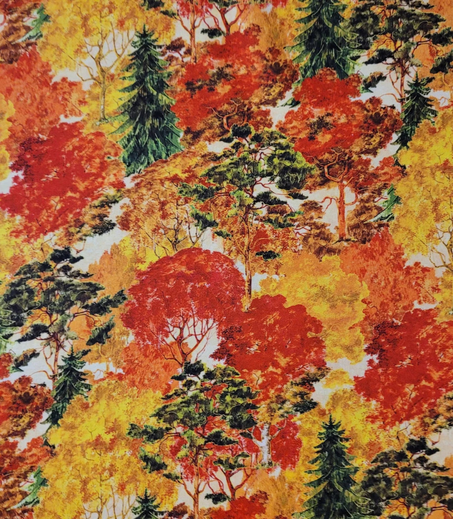 Fall Classic Trees-Oasis Fabrics-BTY-Yellows-Reds-Golds-Greens