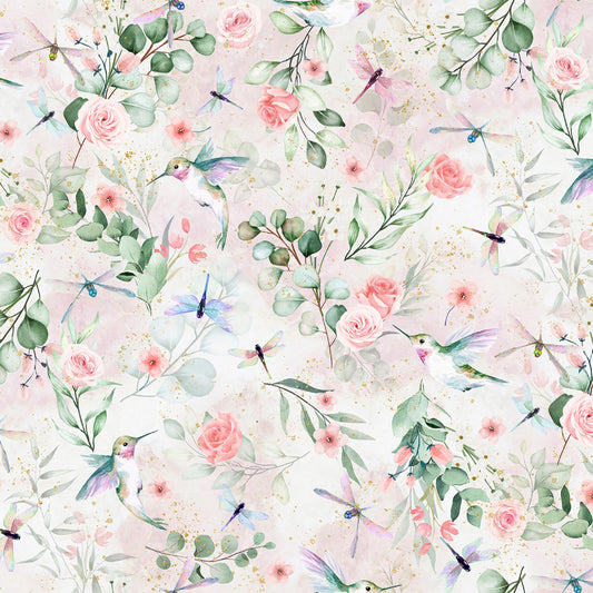 Fancy Flutter-Tea Rose-Hoffman Fabrics-BTY-Hummingbirds