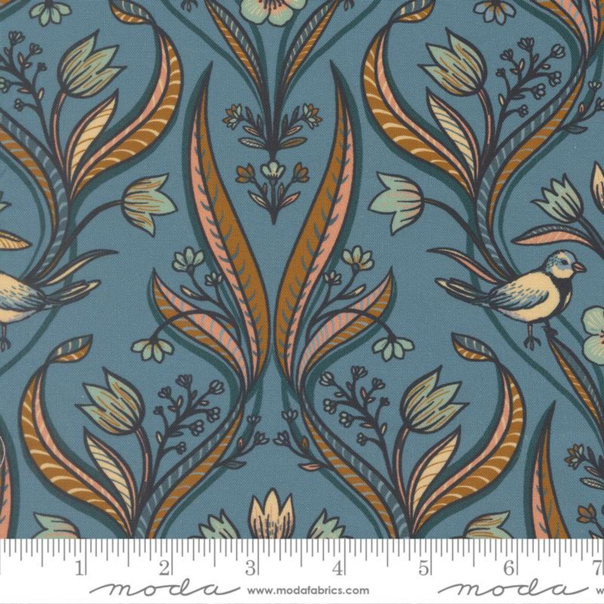 Feather and Forest Bloom-Azure-Moda Fabrics-BTY