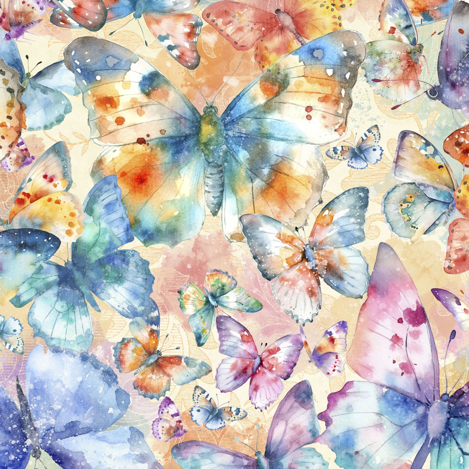 Fancy Butterflies Flying-Lumin Fabrics-By the Yard