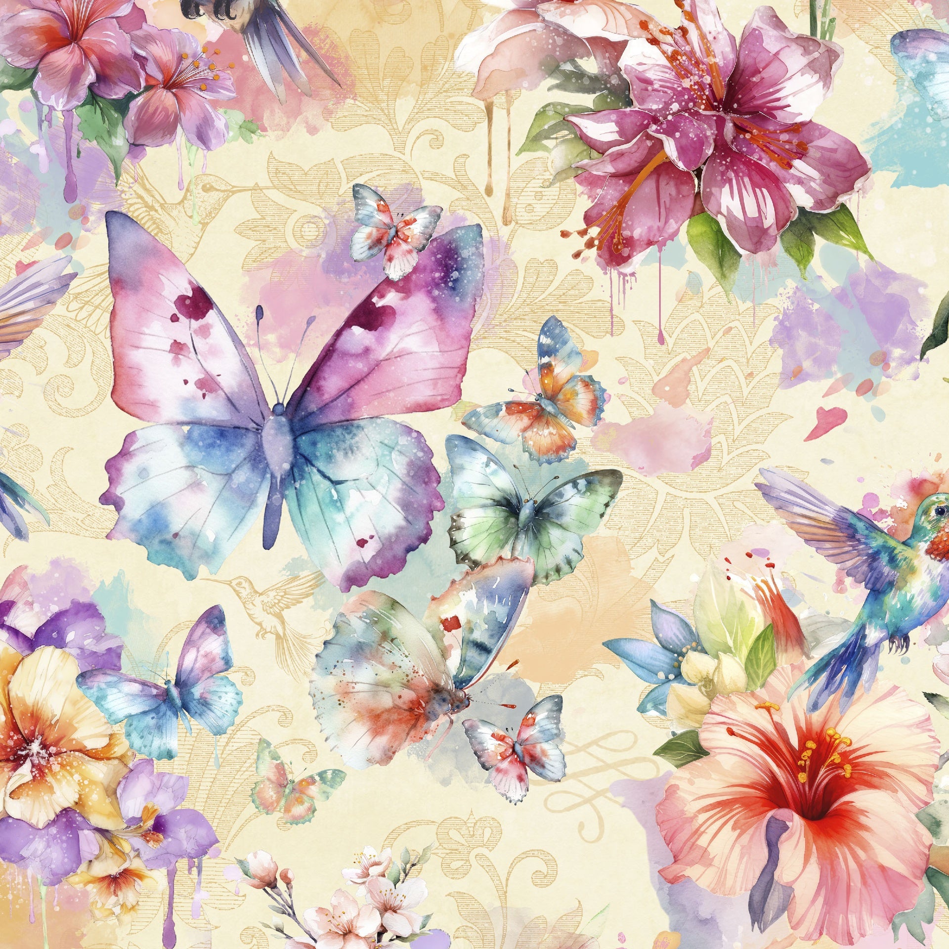 Flight of Fancy-Lumin Fabrics-By The Yard-Hummingbirds-Butterflies