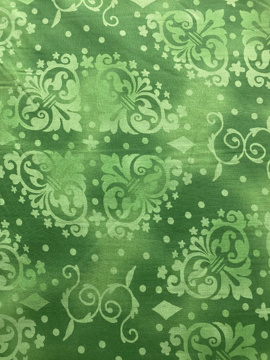 Fleur-De-Leis Design-Green-108"-Choice Fabrics-Quilt Back-BTY