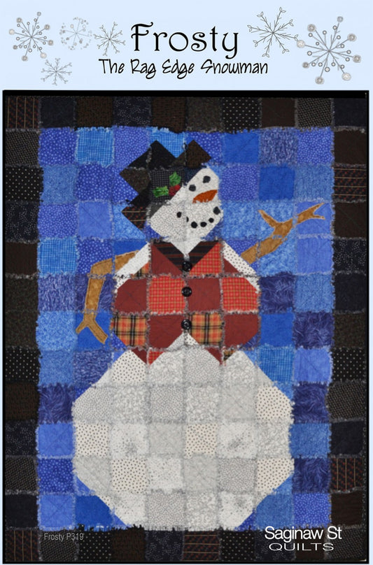 Frosty The Rag Edge Snowman Quilt Pattern by Saginaw St. Quilts-2 Sizes
