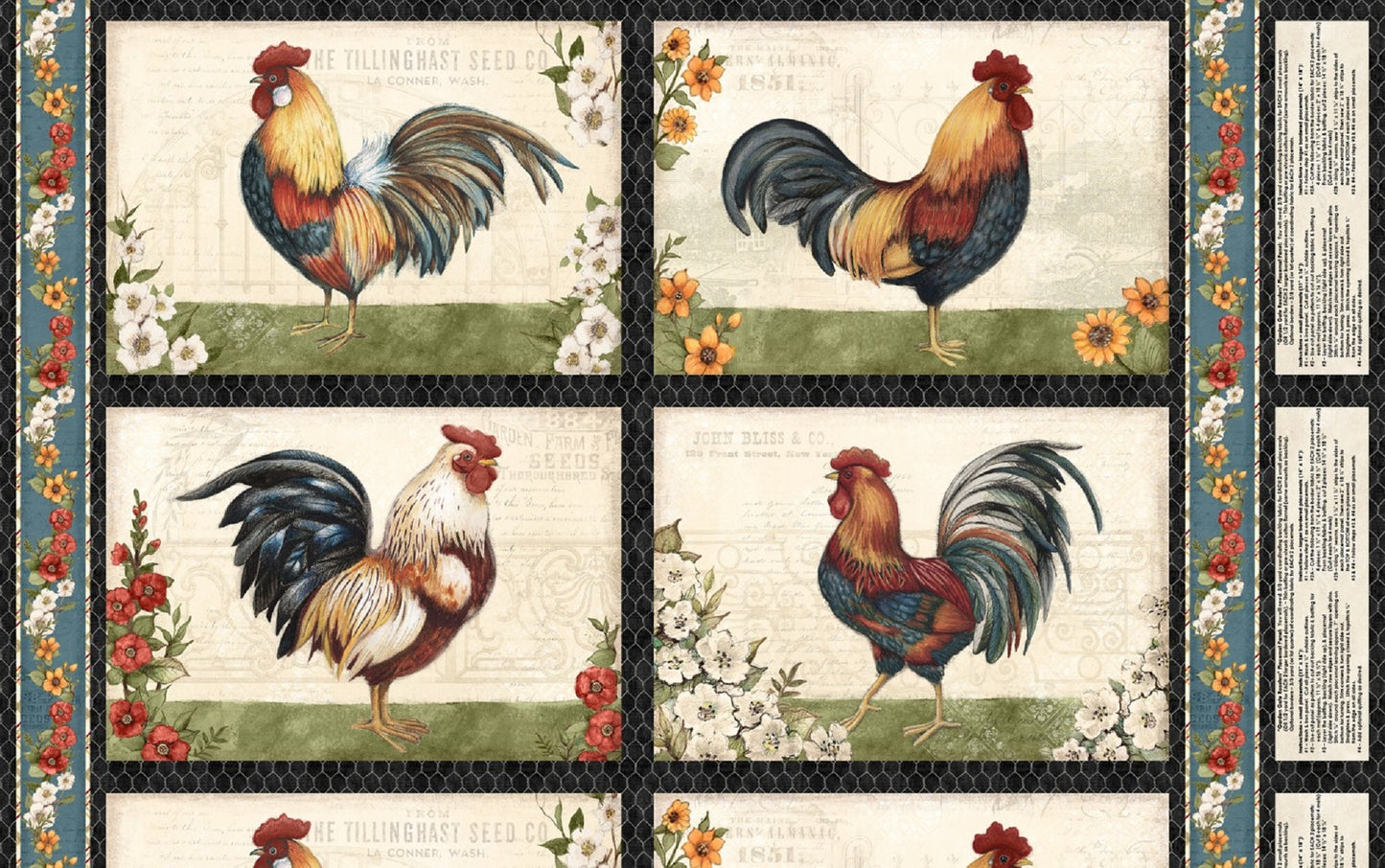 Garden Gate Rooster Placemat Panel-Wilmington Prints