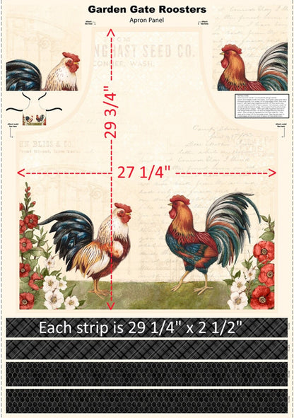 Golden Gate Rooster Apron Panel by Wilmington Prints