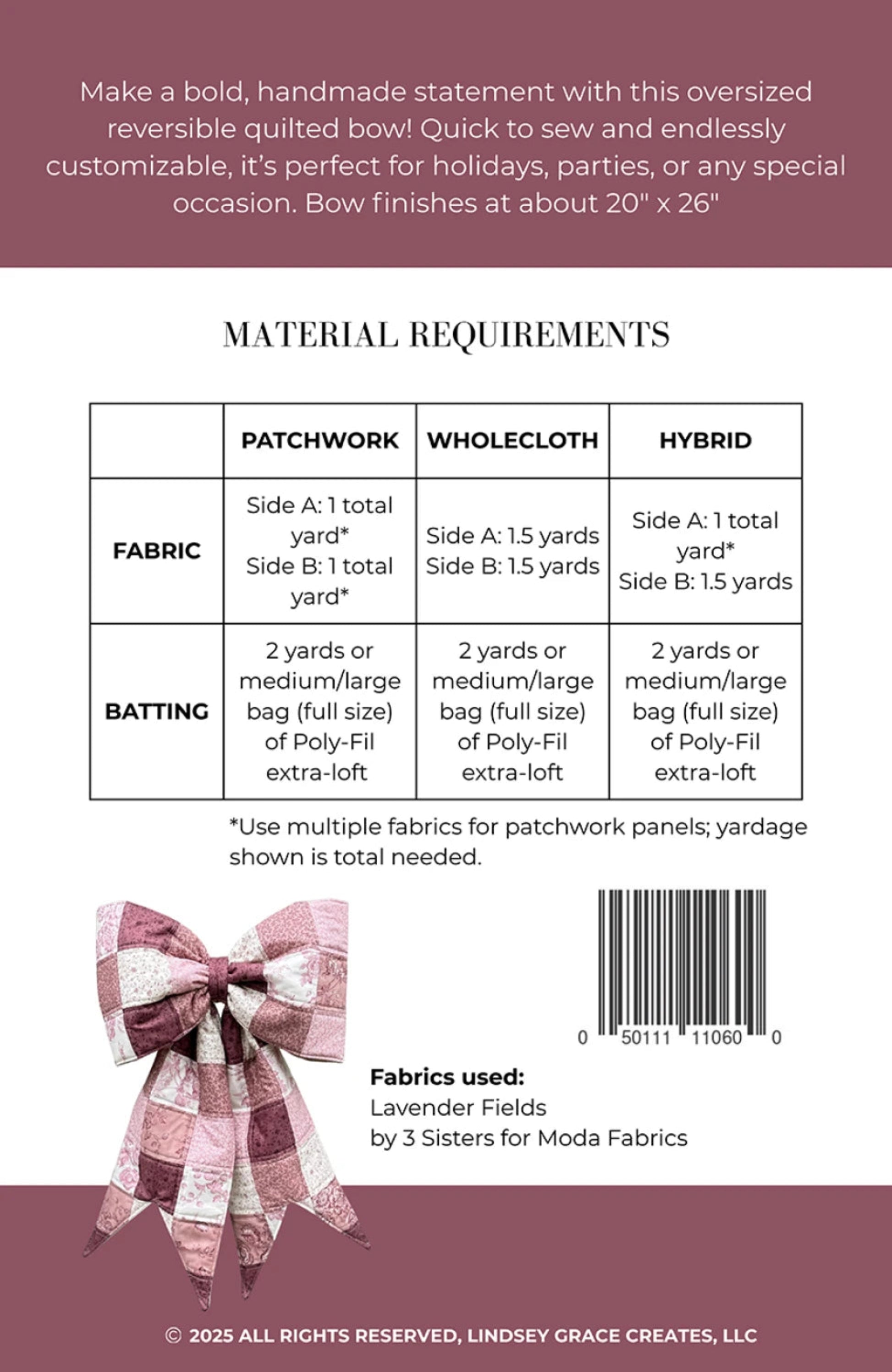 The Big Giant Quilted Bow by Lindsay Grace Creates