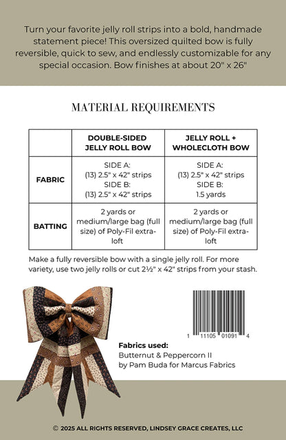 The Big Giant Quilted Jelly Roll Bow-Lindsay Grace Creates