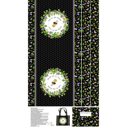 Honey & Clover Canvas Tote Bag Panel-Northcott Fabrics